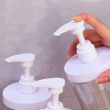 500/1000ML Botella rellenable de boca ancha con bomba, gel de ducha, champú, botella de almacenamiento de jabón líquido reutilizable para viajes - Botella dispensadora blanca transparente. - Ver 8
