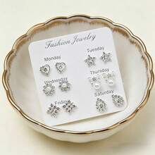 Bông tai đính đá hình học 1 carat. - Bạc - Xem 10