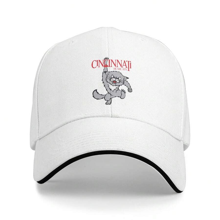 Cincinnati Bearcats Logo 1990 Structured Baseball Cap Low Profile Structured Baseball Hat Washed Distressed Twill Adjustable Dad Hat - White - View 1