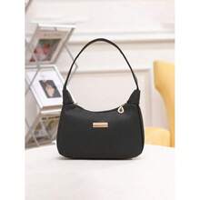 Litchi Texture PU Women's Shoulder Bag, Fashion Ladies' Handbag, Solid Color Synthetic Leather Zipper + Wrist Strap Tote Bag, Polyester Lining, Multi-Function Underarm Dumpling Bag, Litchi Texture Sequin Decor Underarm Bag, Niche Design Handbag, Shoulder Bag, Street Style Tote Bag, Fashion & Simple, Ideal Gift - Nhiều màu - Xem 13