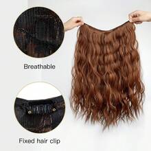 Multicolor Water Ripple One-Piece Hair Extension For Women Invisible Volume-Enhancing Wig Piece New Fashionable Atmosphere-Feeling Long Hair Clip-In High-Temperature Synthetic Fiber, Natural And Realistic, Easy To Wear - Multicolor - View 5