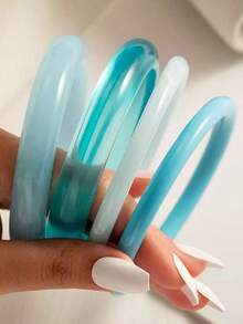 4pcs Elegant Retro Acrylic Round Bangle Bracelets For Women, Fashionable Simple Design, Suitable For Casual Wear And Occasions - Multicolor C - View 3