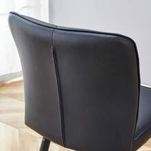 MUUOKY Set aus 2 Thekenhöhe-Barhockern, Barstuhl-Set - Zwei Stücke, stabile Bequemlichkeit, durchdachtes Design mit abgerundeter Rückenlehne, PU-Barstuhl mit silbernen Metallbeinen, Stühle für Küche, Esszimmer, Bar, geeignet für Wohnzimmer, Lounges, Raumdekoration, Heimdekoration, Küchenaccessoires, Valentinstagsdekoration, Küche, Hochzeit, Valentinstag, Schreibtisch - Schwarz+Schwarz - Übersicht 10
