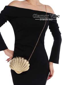 Sac de soirée design boîte métallique vintage, glamour. Mini sac à main doré spécialement conçu pour les occasions formelles, les fêtes, les remises de diplômes, les cocktails. Sac à épaule pour femme de forme unique. - Doré - Voir 8