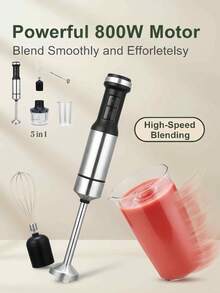 OCTAVO 800W High Power Electric Immersion Hand Blender, Stainless Steel, 12-Speed Control Single Hand Kitchen Mixer, Blender, Chopper, Ice Crusher, Detachable Beater, Easy To Clean. Suitable For Purees, Smoothies, Vegetables, Eggs,Valentine's Day And Mother's Day Gifts. - Xem 1