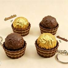 1 pieza Llavero de chocolate con aroma a aluminio con efecto rebote lento, juguete antiestrés de presión, accesorio creativo para bolso, llavero de chocolate realista con efecto rebote lento, alivio del estrés, accesorio único para bolso - Unitalla - Ver 3