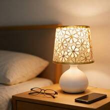 1pc Retro Nordic Style Fabric Table Lamp, With Metal Base, Fabric Lampshade And USB Cable - Dimmable Warm Light Lamp With Switch Control, Suitable For Bedroom, Study, Office Desk, Bedside And More Occasions - Yellow - View 6