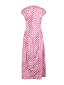 suelto con cierre de cremallera, estampado de patchwork, elegante y casual, adecuado para vacaciones y verano - Rosa - Ver 6