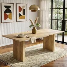 Extendable Dining Table 140/200 X 90 Cm, Suitable For 6-8 People, Rectangular Tabletop, Reinforced Tabletop, Simple Style Extendable Dining Table, Oak Color. - 駝色 - 查看 2