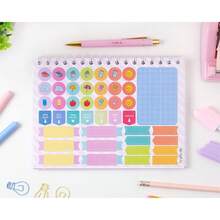 - Organizador semanal de escritorio con stickers, Planner por semana sin fecha tipo agenda, Dateless weekly planner (Rosa/Morado) - Rosa - Ver 7