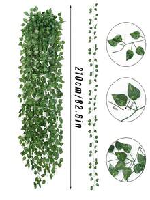 24/12/1pc Artificial Ivy Wreath, Artificial Ivy Leaves, Green Plants, Hanging Vines, Plant Leaf Wreath, Suitable For Home Garden Decor, Artificial Ivy, Artificial Plants, Rose, Decorative Style, Party And Holiday Decor, Bedroom Decor Accessories, Mother's Day Decor, Spring Decor, Valentine's Day Decor - Pothos - View 3