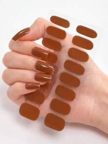 Set de 5 pegatinas de arte de uñas impermeables de colores dopamina de cobertura total para el verano, tiras de esmalte de uñas de unicolor vibrante, adecuado como regalo de arte de uñas para mujeres, apto para todas las uñas de mujer - Multicolor - Ver 6
