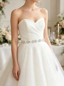 1pc Women's Bridal Belt And Waist Chain With Faux Pearl And Rhinestone Decor, Perfect For Wedding Occasions Elegant. Valentine's Day Accessories - White - View 4