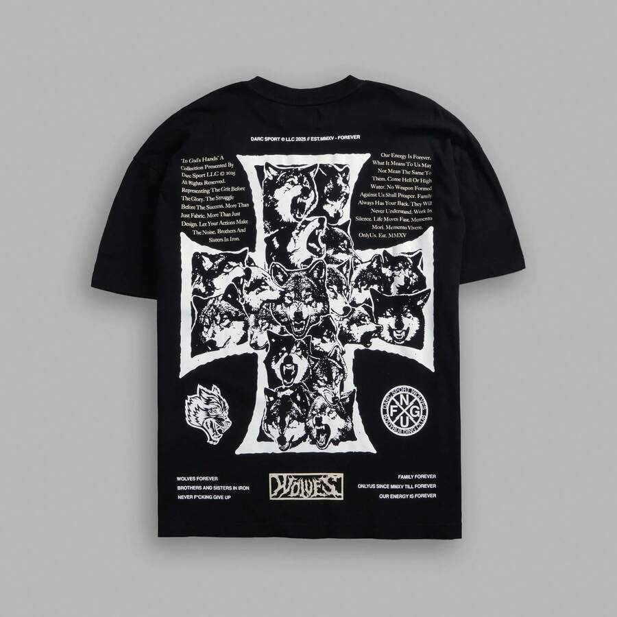 DARCSPORT American-Style Retro T-Shirt For Couples, Men's Top, Pure Cotton Loose-Fit Round-Neck T-Shirt - T260105 Black - View 1