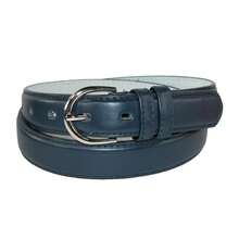 CTM Women's Leather Dress Belt 1 1/8 Inch Silver Buckle, Available In Black, Blue, Brown, Dark Pink, Dark Purple, Grey, Light Pink, Navy, Orange, Red, Royal Blue, Tan, White, Yellow,  2XL, L, M, S, XL Leather Dress Belts - 藏蓝色 - 查看 2