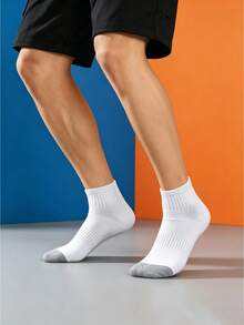1/5/10/20 pares de calcetines cortos minimalistas de unicolor y casuales, calcetines deportivos finos y cómodos para hombres - Multicolor - Ver 3