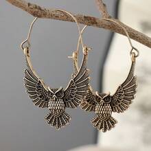 Pendientes de metal con águila vintage, joyería animal para mujeres, accesorios personalizados para uso diario, fiesta, transporte, estilo vintage en capas - Dorado - Ver 1