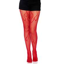 Yiwu High-Elastic Jacquard Fishnet Stockings Sexy Pantyhose Flame Mesh Tights Spider Skull Pattern - 6132黑色 - 查看 5