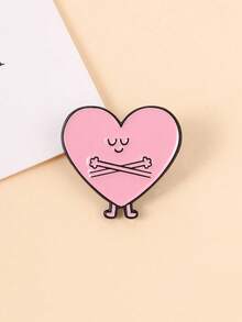 1 Pc Cute Crossbones Heart Enamel Pin, Unique Fashion Accessory, Perfect Gift Idea, Durable & Stylish Design, Ideal For Lovers - Pink - View 8