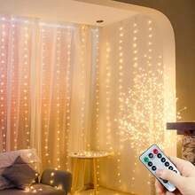 1 bộ đèn dây rèm USB có điều khiển từ xa, 8 chế độ đèn LED, trang trí cây thông Noel, đèn rèm cửa sổ phòng ngủ, đèn vòng hoa, trang trí Giáng sinh/Halloween/nhà cửa, trang trí đám cưới/tiệc tùng/sinh nhật/sân vườn. - đèn rèm USB - Xem 13