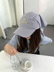 1pc Soft Top Sweet Plaid Patchwork Bandana Baseball Cap Spring Summer Energetic Girl Contrast Color Plaid Patchwork Headscarf Hat Embroidered Brim Head Wrap Hat Outdoor Beach Travel Sun Protection Sun Hat Sweet Cute Plaid Head Wrap Headscarf Hat Women Winter Warm Versatile Curved Brim Hat Unisex Adjustable Beach Sun Protection Bandana Hat - Multicolor - View 2