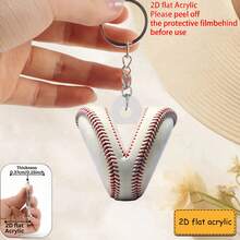 Llavero acrílico con diseño plano 2D de letra de béisbol, llavero y regalo de jugador y fanático de béisbol, colgante de bolso, decoración de llaves, regalo perfecto - Llavero con letras de béisbol - Ver 26