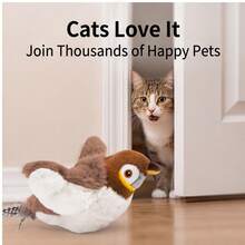 USB Rechargeable Flapping Bird Cat Toy (Non-Flying), Touch Activated Interactive Cat Exercise Toy Suitable For Cats, Small Dogs And Other Pets, Realistic Bird Design - Brown - View 7