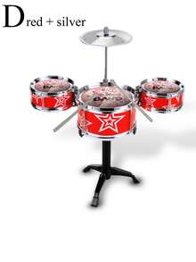 Drum Set Toy For Beginners, Percussion Instrument Jazz Drum Toy, Random 5-Pointed Star Placement On Drum Frame - Multicolor - View 12