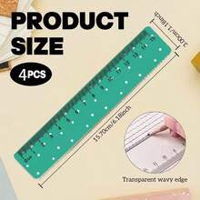 1pc/4pcs Colorful Plastic Ruler Set | 5.91 Inches, Durable And Easy To Read, Great For Measuring And Decorating, Multiple Colors, School Supplies, Back To School/Graduation Season Small Gift - Green - View 7