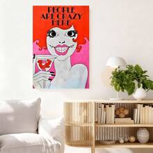 Con marco Decoración de pared moderna, , enmarcado de una dama sosteniendo un vaso de vino con tabletas, para decoración del hogar, oficina, aula, el mejor regalo tanto para hombres como para mujeres - Enmarcado - Ver 2