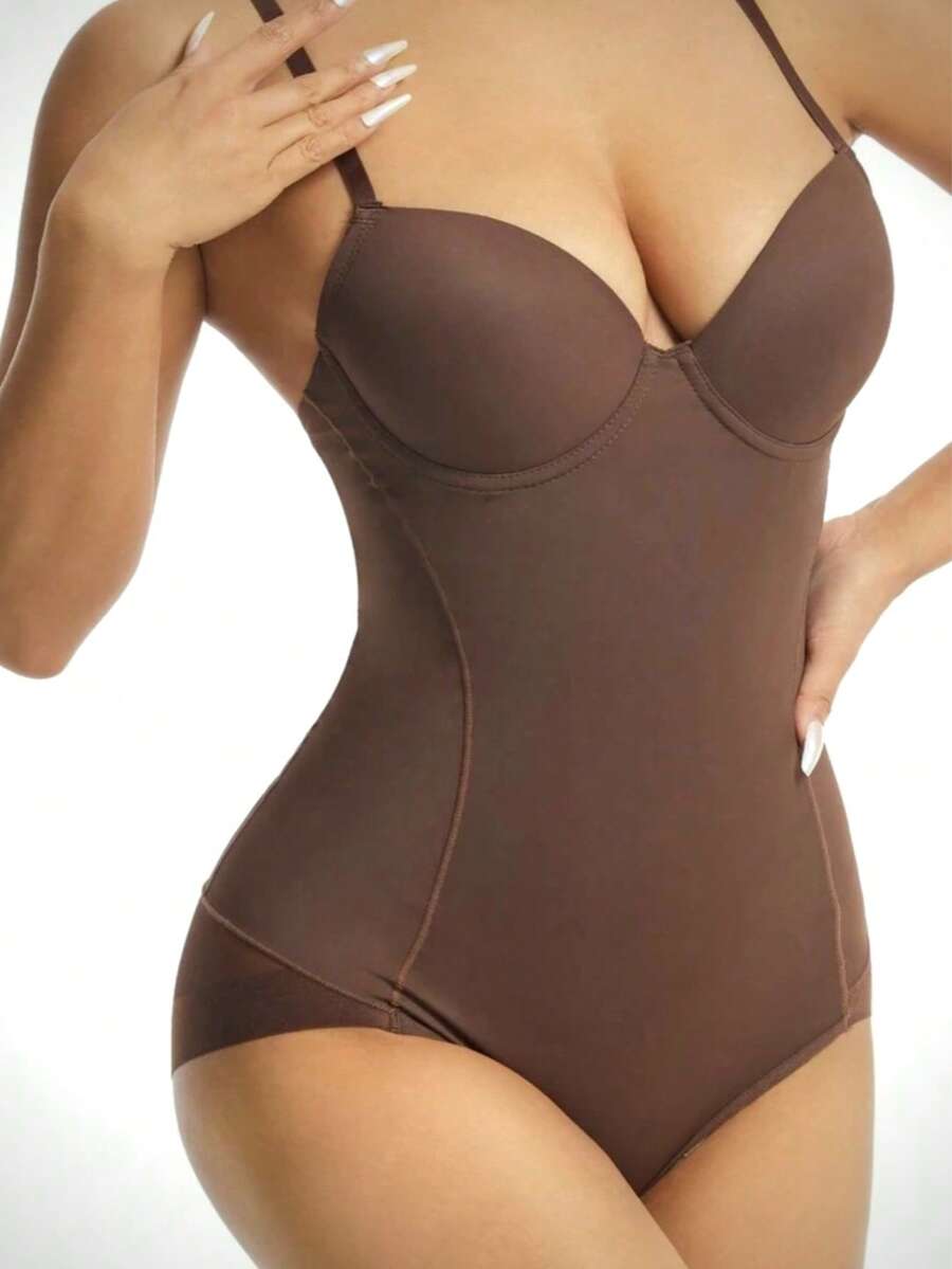 1 pieza Body moldeador para mujer, Corsé ajustado con copas de sujetador, Diseño de tres hileras de ganchos, Body con malla sexy y de moda, Resalta las curvas del Body, Adelgaza la cintura, Realza el trasero, Cintura de soporte, Moldea el busto, Se puede usar como prenda exterior, Shapewear multifuncional, Lencería moldeadora cómoda y ajustada, Tela elástica y ligera, Mantiene la figura femenina
