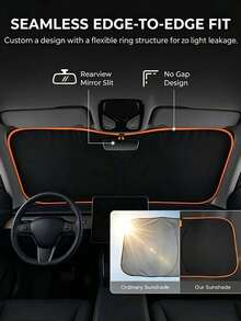 Upgraded Titanium Silver Car Windshield Sunshade, Thickened Portable Heat Insulation Sunshade, One-Piece Easy Installation Car Front Window Cover, UV Protection And Interior Cooling - A - View 2