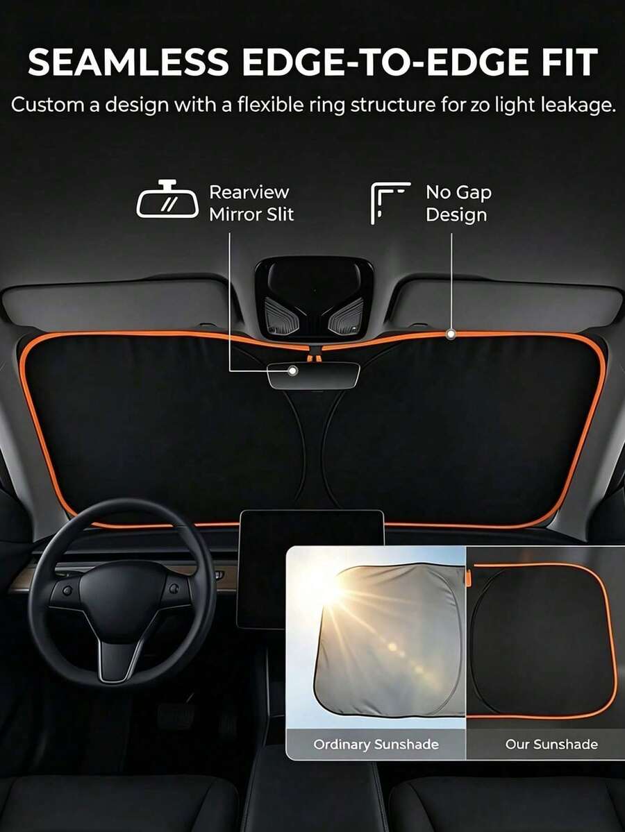Upgraded Titanium Silver Car Windshield Sunshade, Thickened Portable Heat Insulation Sunshade, One-Piece Easy Installation Car Front Window Cover, UV Protection And Interior Cooling