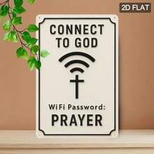Funny Metal Sign "Connect With God, The Password Is Prayer," Christian Humorous Wall Decoration, Religious-Themed Decor - Multicolor - View 7