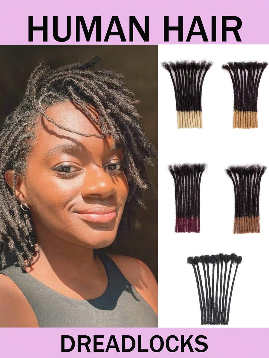 0.6cm Thickness Dreadlock Extensions Human Hair 10 Strands Locs Extensions Real Human Hair Dreadlock Extensions For Women Men Kids Full Handmade Permanent Locs Can Be Dyed And Bleached - Multicolor - View 1