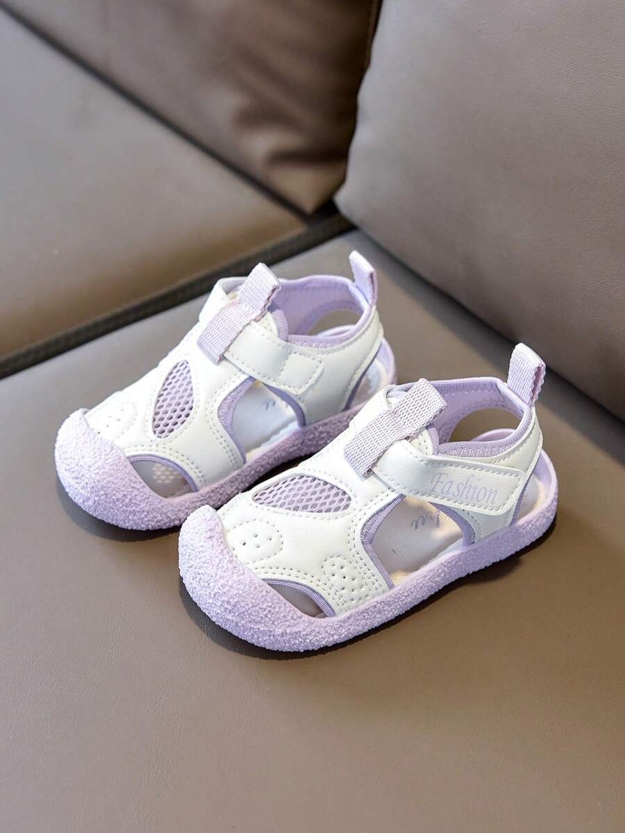 Dép xăng đan lưới cho trẻ em, có khóa dán, đế mềm, thoáng khí, chống trượt, thích hợp cho bé trai và bé gái đi bộ mùa hè. - Màu tím - Xem 1