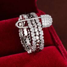 1pc Detachable Heart Design Cubic Zirconia Inlaid Women's Ring, Couple/Mother's Day Gift - Multicolor - View 6