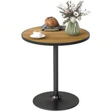 Esstisch, Runder Küchentisch, Moderner Esszimmertisch Mit Holzoptikplatte Für 4 Personen, Kaffeetisch Für Wohnzimmer, Ø70 X 76 Cm, Eiche - Oak - View 1