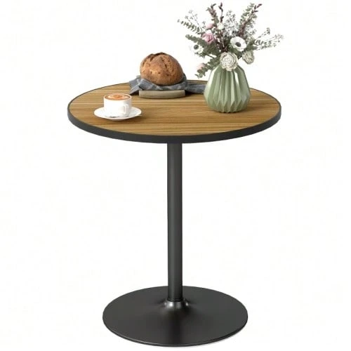 Esstisch, Runder Küchentisch, Moderner Esszimmertisch Mit Holzoptikplatte Für 4 Personen, Kaffeetisch Für Wohnzimmer, Ø70 X 76 Cm, Eiche - Oak - View 1