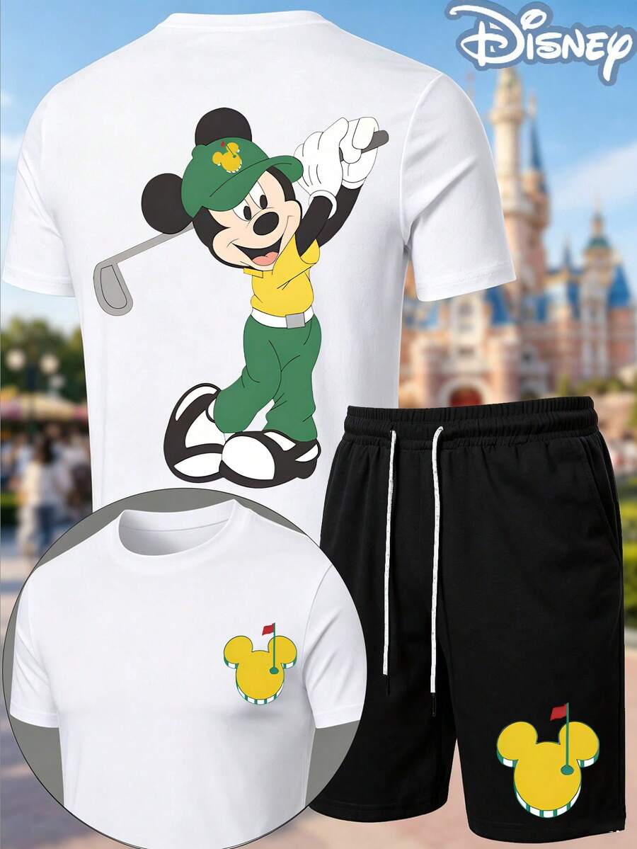 Disney Mickey Mouse Golf 2-Piece Outfit, Summer T-Shirt & Summer Shorts Set, Golfer Mickey Graphic, Casual Summer Matching Set For Sports Fans - trắng - Xem 1