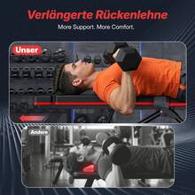 MERACH Folding Weight Bench, 450 Kg Load Capacity, Multifunctional Training Bench With 72 Adjustment Positions, Adjustable Incline Bench For Full Body Workout, Fitness Bench For Home - Đen và đỏ - Xem 4