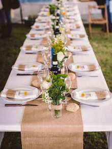 1pc Linen Table Runner, Rustic Burlap Wedding Tablecloth, Rectangular Woven Linen Decorative Tablecloth For Forest Theme Party, Picnic, Farmhouse Decor, Vintage Burlap Roll, Home Decor, Party Decoration, Bridal Shower, Birthday, Holiday, Wedding - Brown - View 4