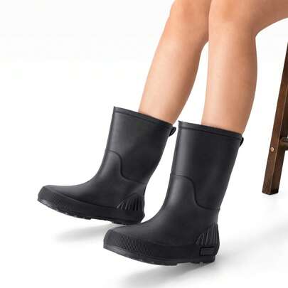  WEIDE Botas de lluvia cortas impermeables para mujer, calzado fácil de poner con acabado mate y diseño minimalista de moda, botas de PVC de suela plana antideslizantes y resistentes para exteriores, ideales para trayectos lluviosos, actividades al aire libre y diferentes looks
