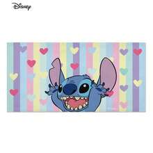 Khăn tắm biển Disney Lilo & Stitch - Khăn tắm biển Stitch với họa tiết sọc cầu vồng pastel và trái tim, thích hợp cho hồ bơi và bãi biển. - A - Xem 4