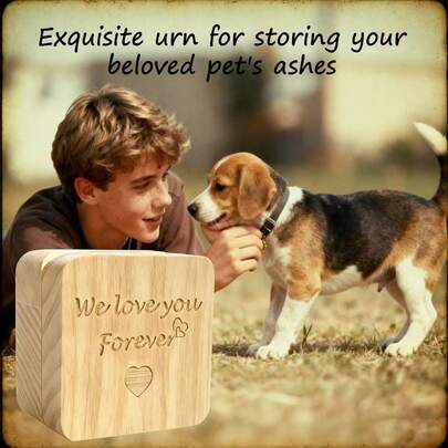 Wooden Pet Urn With Photo Frame, Mini Pet Memorial Box, Portable Cat Hair Keepsake Box