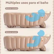 Bañera Inflable Para NiñosDucha Portátil De Viaje Con Bomba De Aire Integrada Y Soporte Para La Espalda Antideslizante Inflar Desinflar Y Plegar. Caqui-cabeza de oso 169745531 - Caquicabeza de oso - Ver 6