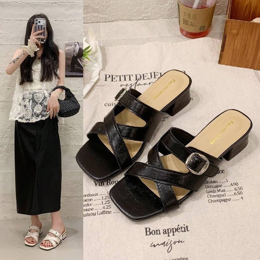 Women Heeled Sandals - Black - View 1