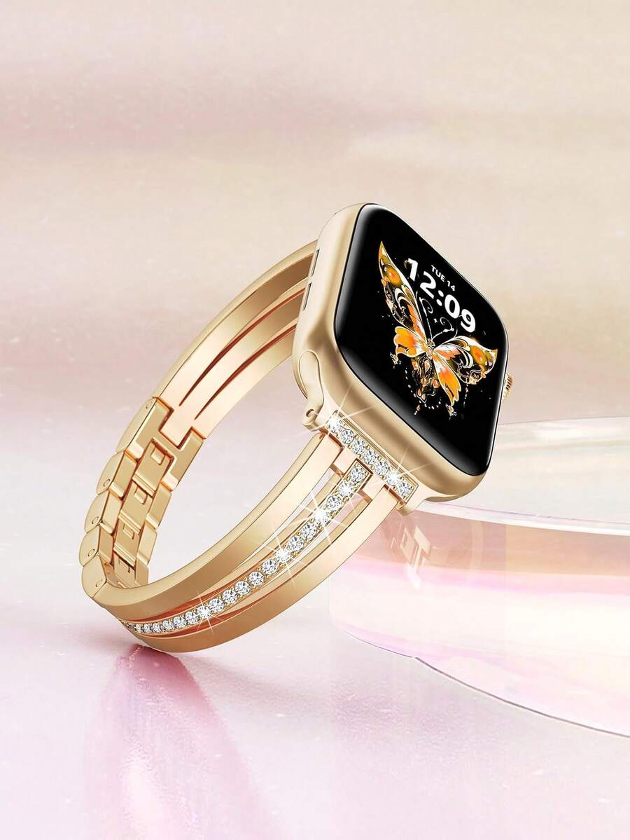 女款簡約金色可調節金屬錶帶,耐用正式,適用 38/42/49mm 表盤,相容 Ultra/SE/11-1 系列 - 42/44/45/49mm&46mm(S10/11) - 查看 1