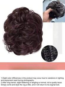 1pc Natura Hair Ball Real Messy Curly Wig Flower Bud Clip Easy Clip In Hair Suitable For Weddings Parties Daily Use Women's Hair Extensions - Black - View 16