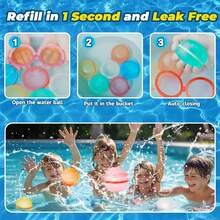 Mother's Day Family Fun, Reusable Magnetic Water Balloons, Silicone Self-Sealing Splash Balls For Parent-Child Pool Beach Play, Easter Backyard Party Gifts For Kids - 彩色 - 查看 8